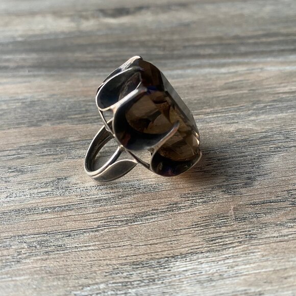 Large Smoky Quartz Gemstone Ring - Picture 4 of 4